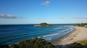 Vue sur Papamoa et la plage d'Oneroa