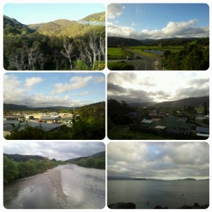 De gauche à droite, de haut en bas: Vues sur les montagnes - Upper Hutt - Lower Hutt - Rivère & Baie de Wellington
